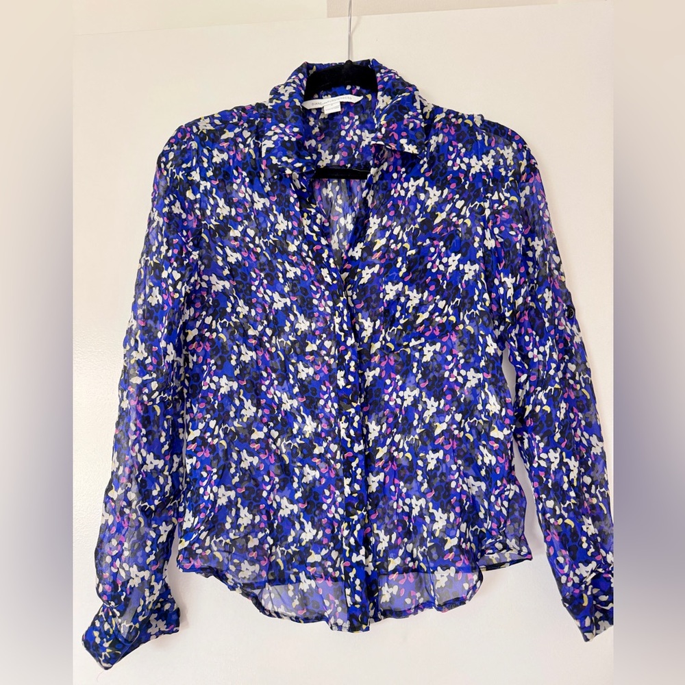 diane von furstenberg silk button down shirt